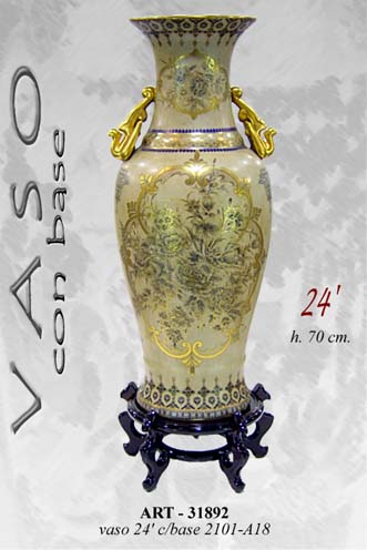 8025569031892 VASO CINESE TAVOLO TERRA ANFORA BASE TRADIZIONE COLLEZIONE ORO BIANCO BLU 70 cm - immagine 1