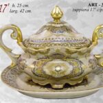 ZUPPIERA STILE ANTICO BAROCCO ORO BRONZO VINTAGE ORIENTALE PORCELLANA PIATTO