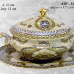 ZUPPIERA STILE ANTICO BAROCCO ORO BRONZO VINTAGE ORIENTALE PORCELLANA 33*H20 cm