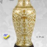 VASO CINESE TAVOLO TERRA ANFORA BIANCO DISEGNO TRADIZIONE COLLEZIONE BRONZO 48cm