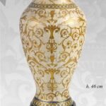 VASO CINESE TERRA TAVOLO ANFORA BIANCO DISEGNO TRADIZIONE COLLEZIONE BRONZO 46cm