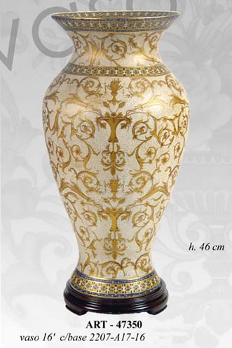 8025569047350 VASO CINESE TERRA TAVOLO ANFORA BIANCO DISEGNO TRADIZIONE COLLEZIONE BRONZO 46cm - immagine 1