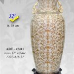 VASO CINESE TAVOLO DA TERRA ANFORA TRADIZIONE COLLEZIONE ORO BEIGE BRONZO 98 cm