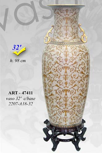8025569047411 VASO CINESE TAVOLO DA TERRA ANFORA TRADIZIONE COLLEZIONE ORO BEIGE BRONZO 98 cm - immagine 1
