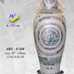 VASO CINESE DA TERRA PREZIOSO ANFORA TRADIZIONE COLLEZIONE ORO BLU 110 cm