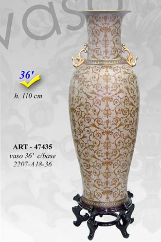 8025569047435 VASO CINESE DA TERRA PREZIOSO ANFORA TRADIZIONE COLLEZIONE ORO BLU BRONZO 110 cm - immagine 1