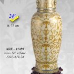 VASO CINESE TAVOLO TERRA ANFORA BASE TRADIZIONE COLLEZIONE ORO BRONZO 71 cm