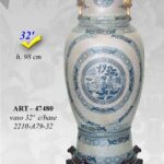 VASO CINESE TAVOLO DA TERRA ANFORA TRADIZIONE COLLEZIONE ORO BLU BRONZO 98 cm