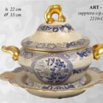ZUPPIERA POUTICHE CERAMICA VINTAGE SCATOLA PIATTO VASO CENTROTAVOLA BIANCO BLU