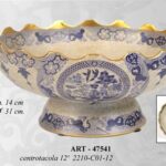 CENTROTAVOLA BIANCO BLU STILE CINESE ORIENTALE ORO VINTAGE CERAMICA Ø31*h14 CM