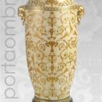 PORTA OMBRELLI CINESE VASO CERAMICA CLASSICO MODERNO ARREDO ORO BRONZO 55*22cm