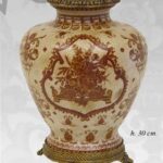 VASO CINESE TAVOLO DA TERRA ANFORA TRADIZIONE ARREDO COLLEZIONE ORO BRONZO 30 cm