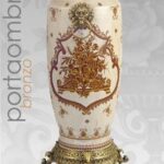 VASO CINESE TAVOLO DA TERRA ANFORA TRADIZIONE COLLEZIONE ORO BEIGE BRONZO 57 cm