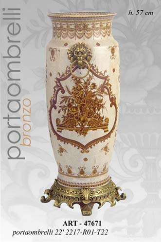 8025569047671 VASO CINESE TAVOLO DA TERRA ANFORA TRADIZIONE COLLEZIONE ORO BEIGE BRONZO 57 cm - immagine 1
