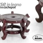 BASE SUPPORTO IN LEGNO RIALZO VASO CACHEPOT STILE ORIENTALE PIEDISTALLO 20 CM