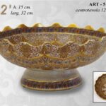 CENTROTAVOLA STILE ANTICO IMPERO ORO VINTAGE TONDA CON PIATTO PORCELLANA 32*h15