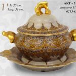 ZUPPIERA STIL ANTICO BAROCCO ORO VINTAGE ORIENTALE PORCELLANA TONDA PIATTO 31*25