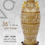 VASO CINESE DA TERRA PREZIOSO ANFORA TRADIZIONE COLLEZIONE ORO BRONZO 108 cm