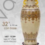 VASO CINESE TAVOLO DA TERRA ANFORA TRADIZIONE COLLEZIONE ORO BEIGE BRONZO 93 cm