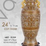 VASO CINESE TAVOLO TERRA ANFORA BASE TRADIZIONE COLLEZIONE ORO BRONZO 71 cm