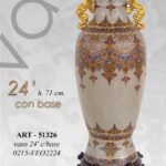 VASO CINESE TAVOLO TERRA ANFORA BASE TRADIZIONE COLLEZIONE ORO BIANCO BLU 71 cm