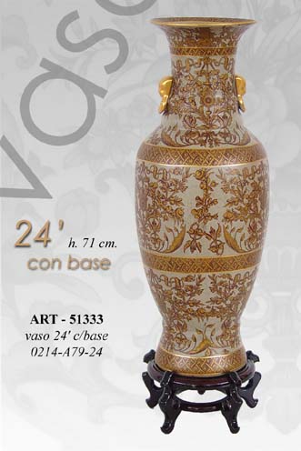 8025569051333 VASO CINESE TAVOLO TERRA ANFORA BIANCO DISEGN TRADIZIONE COLLEZIONE BRONZO 71 cm - immagine 1