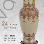 VASO CINESE TAVOLO TERRA ANFORA TRADIZIONE COLLEZIONE ORO BRONZO BIANCO 71 cm