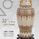 VASO CINESE TAVOLO DA TERRA ANFORA TRADIZIONE COLLEZIONE ORO BLU BRONZO 98 cm