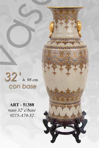 8025569051388 VASO CINESE TAVOLO DA TERRA ANFORA TRADIZIONE COLLEZIONE ORO BLU BRONZO 98 cm - immagine 1