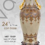 VASO CINESE TAVOLO TERRA ANFORA TRADIZIONE COLLEZIONE ORO BRONZO BIANCO 71 cm