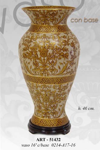 8025569051432 VASO CINESE TAVOLO DA TERRA ANFORA TRADIZIONE COLLEZIONE ORO DORATO BRONZO 46 cm - immagine 1