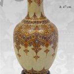 VASO CINESE TAVOLO DA TERRA ANFORA TRADIZIONE COLLEZIONE ORO BLU BRONZO 47 cm