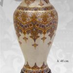 VASO CINESE TAVOLO DA TERRA ANFORA TRADIZIONE COLLEZIONE ORO BIANCO BRONZO 46 cm