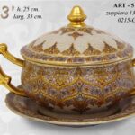ZUPPIERA STIL ANTICO BAROCCO ORO VINTAGE ORIENTALE PORCELLANA TONDA PIATTO 35*25