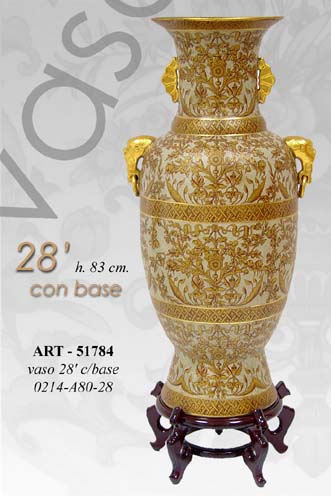 8025569051784 VASO CINESE TAVOLO DA TERRA ANFORA TRADIZIONE COLLEZIONE ORO DORATO BRONZO 83 cm - immagine 1