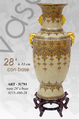 8025569051791 VASO CINESE TAVOLO DA TERRA ANFORA TRADIZIONE COLLEZIONE ORO BLU BRONZO 83 cm - immagine 1