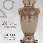 VASO CINESE TAVOLO TERRA ANFORA BASE TRADIZIONE COLLEZIONE ORO BRONZO BLU 71 cm