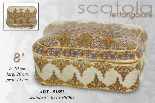 8025569051852 SCATOLA PORTAGIOIE RETTANGOLARE STILE ANTICO IMPERO ORO VINTAGE PORCELLANA 20*15 - immagine 1