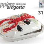 Zuppiera coperchio aragosta mare ceramica portata buffet cucina elegante 31x21