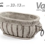 VASO ANTICATO OVALE EFFCEMENTO RUSTICO CACHEPOT CENTROTAVOLA VINTAGE RETRò 33*13