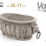 VASO CEMENTO ANTICATO OVALE SCAVO CACHEPOT CENTROTAVOLA VINTAGE RETRò 25*11 CM