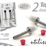 SET 2 TAPPI DOSATORI VERSATORE BOTTIGLIA OLIO LIQUORE ACCIAIO CON CHIUSURA 10 CM