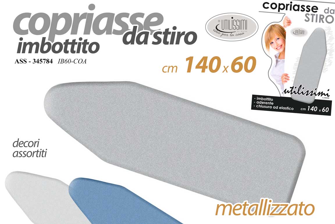 8025569345784 COPRIASSE DA STIRO METAL IMBOTTITO TELO COPRI ASSE UNIVERSALE ADERENTE 140*60 cm - immagine 1