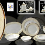 Servizio the tavola completo buffet elegante porcellana oro classico ma 27 pz