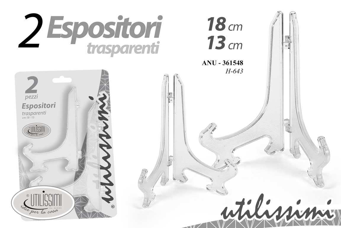 8025569361548 Espositore piatti cavalletto foto piatti quadri libri plastica trasparente 18 cm - immagine 1