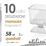 SET 10 PEZZI CALICI DEGUSTAZIONE CHAMPAGNE MONOUSO 58ML 5CM PLASTICA TRASPARENTE