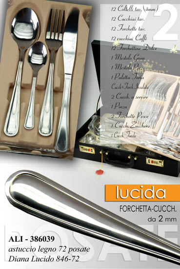 8025569386039 SERVIZIO POSATE 72 PEZZI ACCIAIO INOX LUCIDO ASTUCCIO LEGNO VALIGETTA DIANA - immagine 1