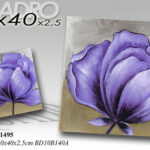 QUADRO STAMPA SU TELA Canvas LEGNO DECORO FIORI VIOLA MODERNO ASSORTITI 40*40 CM