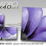 QUADRO STAMPA SU TELA Canvas LEGNO FIORI VIOLA 1/4 INCASTRO MODERNO ASSORT 40*40