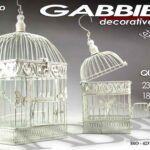 2 GABBIE UCCELLI METALLO BIANCO QUADRATA DECO SHABBY CHIC VINTAGE RETRò 42/35cm